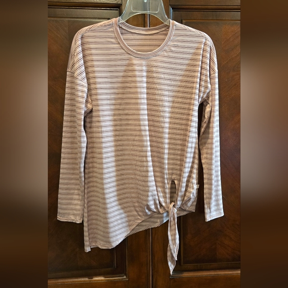 Lululemon Tie Your Practice Long Sleeve *Stripe Vintage Mauve - Picture 8 of 12